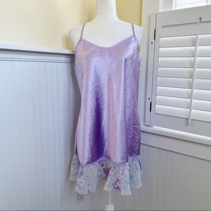 Jaclyn Smith Light Purple Floral Spaghetti Strap Slip Nightie Size Large